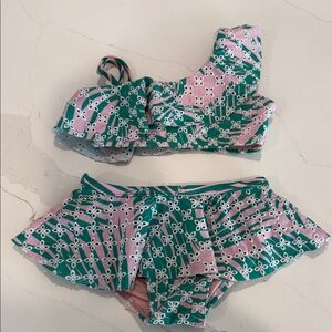 Shade Critters Green & Pink Floral Two-Piece Bikini Set (high end)